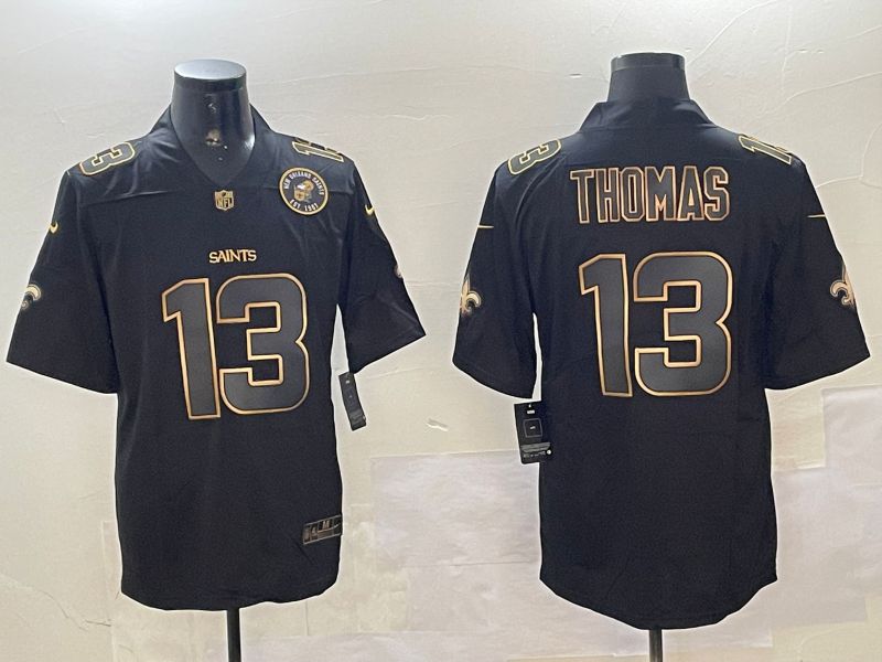 Men New Orleans Saints #13 Thomas Black Gold 2024 Nike Limited NFL Jersey style 01082